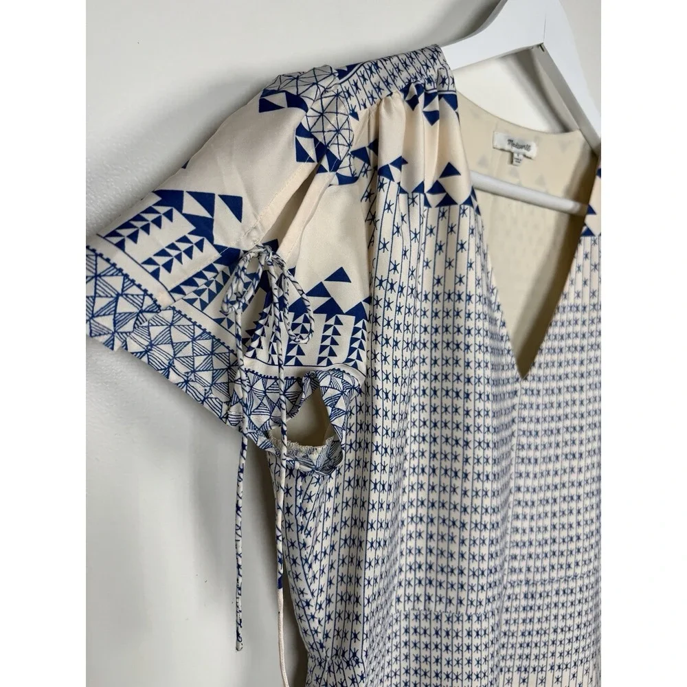 Madewell Size 8 Poppy Dress in Ionian Tile Mesa Tulum Blue Fit & Flare Dress